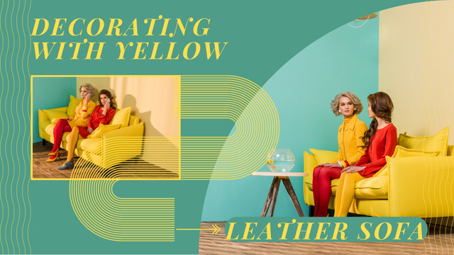Bright Leather Yellow Sofa in Home Interior Youtube Thumbnail Design Template