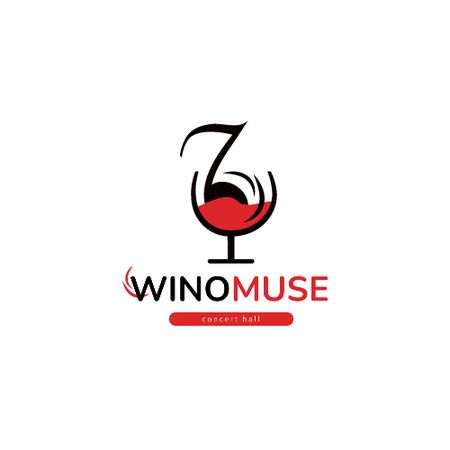 Koncertní síňový inzerát s poznámkou ve sklenici na víno Logo Šablona návrhu