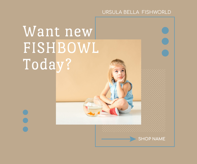 Ad Sale New Fish Bowl with Little Girl Large Rectangle – шаблон для дизайна