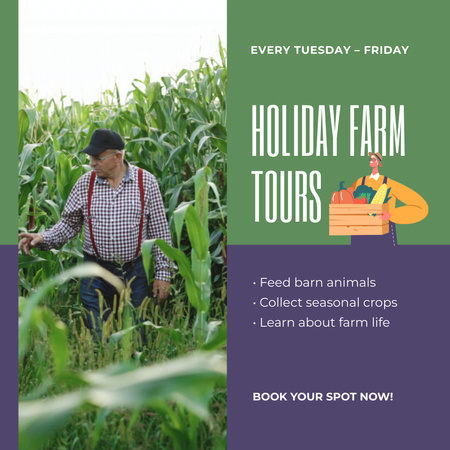 Platilla de diseño Holiday Farm Tours With Activities Promotion Animated Post