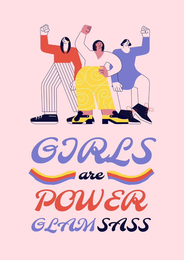 Girl Power Inspiration with Women on Riot Poster Design Template