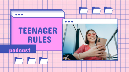 Platilla de diseño Podcast Topic Announcement about Teenagers Youtube Thumbnail