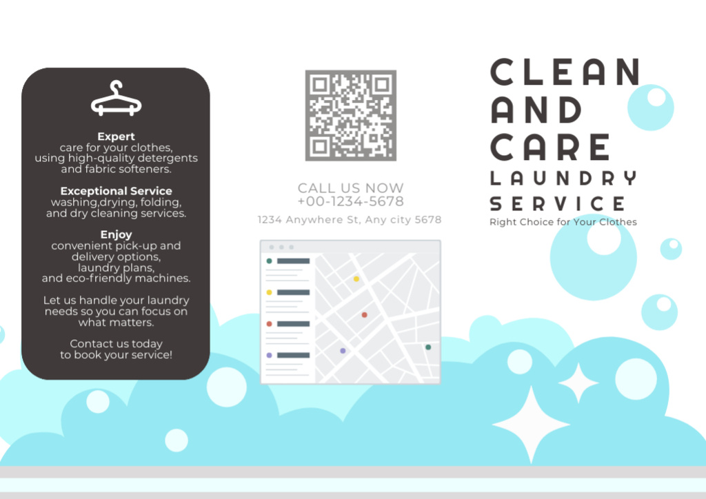 Cleaning and Care Services in Laundry Brochure Modelo de Design