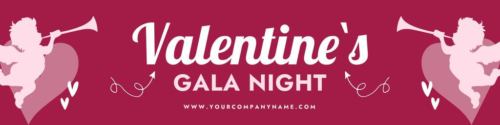 Valentine's Day Gala Night Announcement With Cupids Twitter tervezősablon