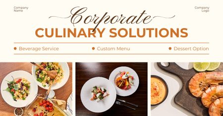 Кейтеринговые услуги со вкусными блюдами и морепродуктами Facebook AD – шаблон для дизайна