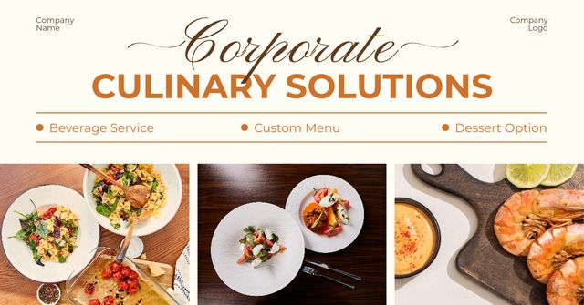 Catering Services with Tasty Dishes and Seafood Facebook AD Design Template