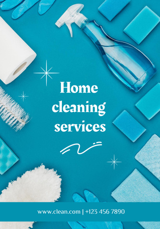 Cleaning Services with Blue Detergent Poster 28x40in Modelo de Design