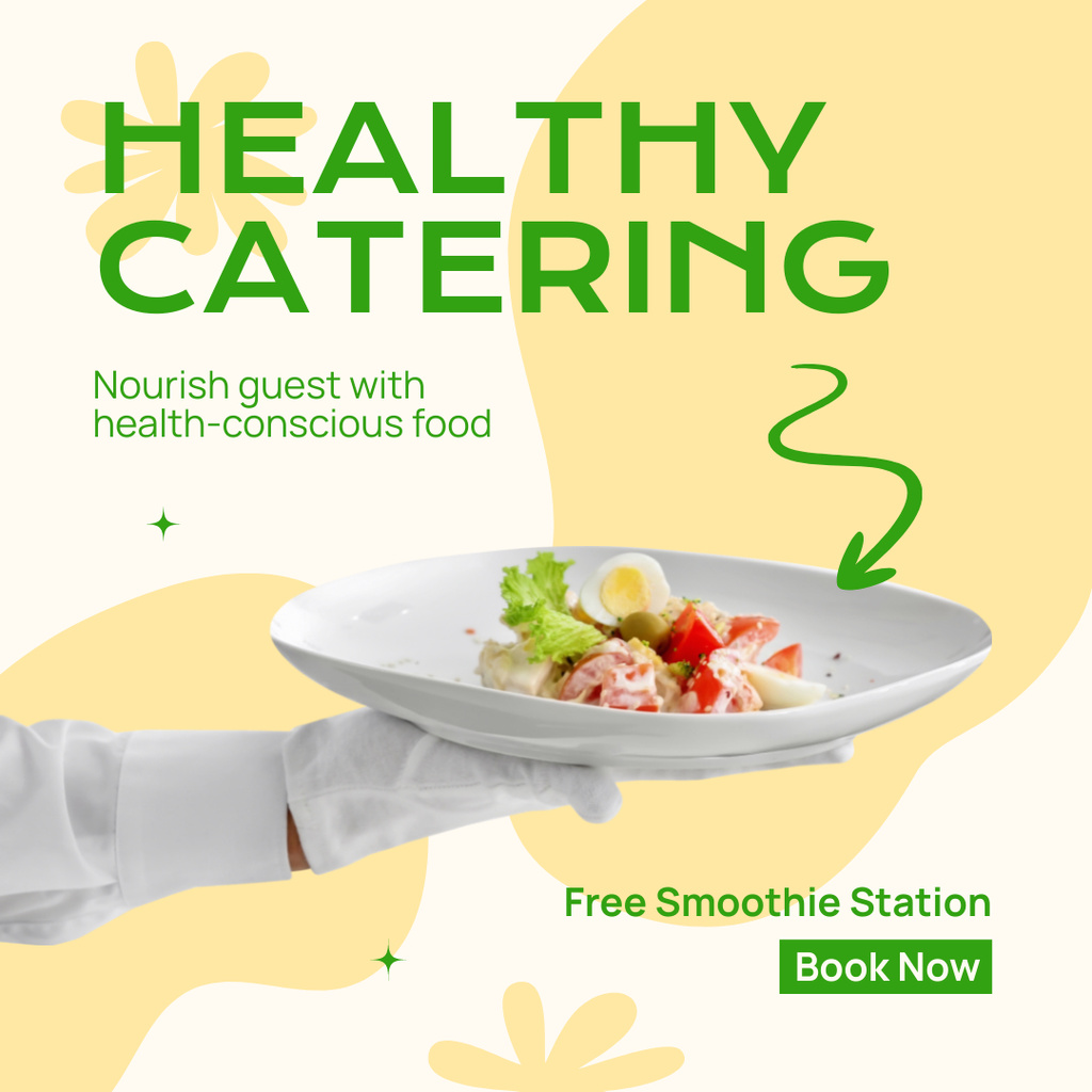 Designvorlage Catering Services with Healthy Dish on Plate für Instagram