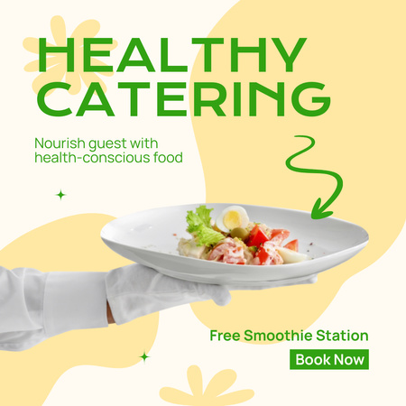 Szablon projektu Usługi cateringowe ze zdrowym daniem na talerzu Instagram