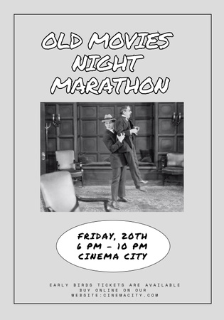 Old Movie Night Announcement Poster 28x40in Design Template