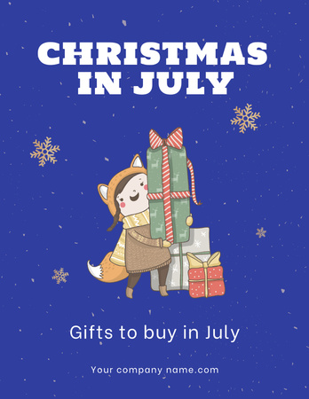 Celebrating Bright Christmas in July. Flyer 8.5x11in Design Template