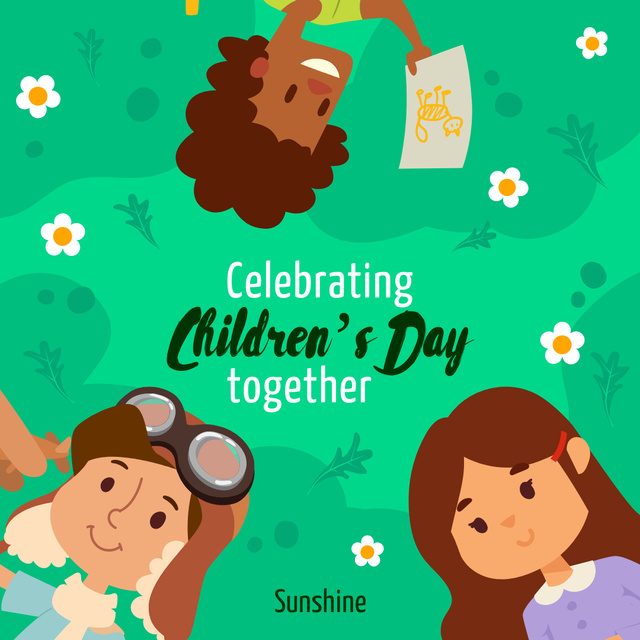 Ontwerpsjabloon van Animated Post van Children's Day Celebrating Offer whit Kids