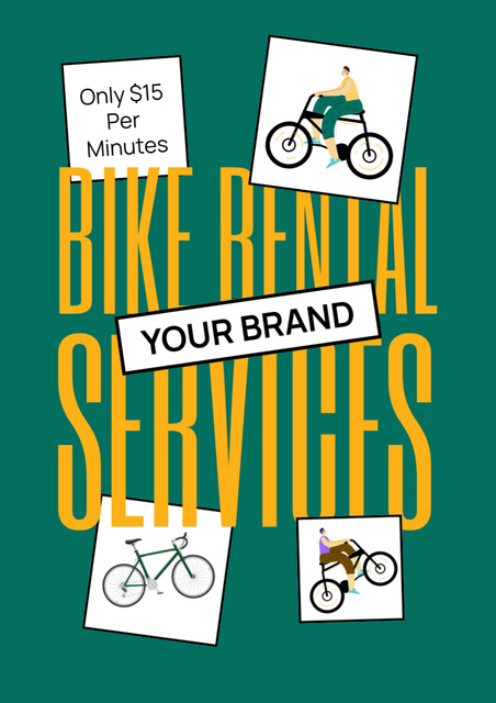 Bicycle Rental Announcement Poster A3 Design Template