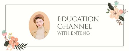 Educational Channel Banner with Flowers Twitch Profile Banner Design Template