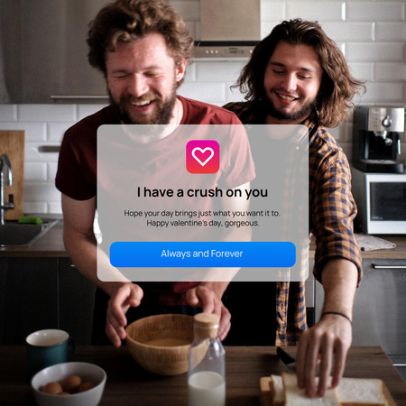 Valentine's Day Greeting with Loving Gay Couple Instagram Design Template