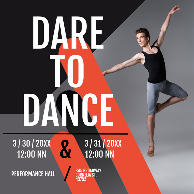 Inspiration for Dancing with Young Guy doing Ballet Dance Instagram Modelo de Design