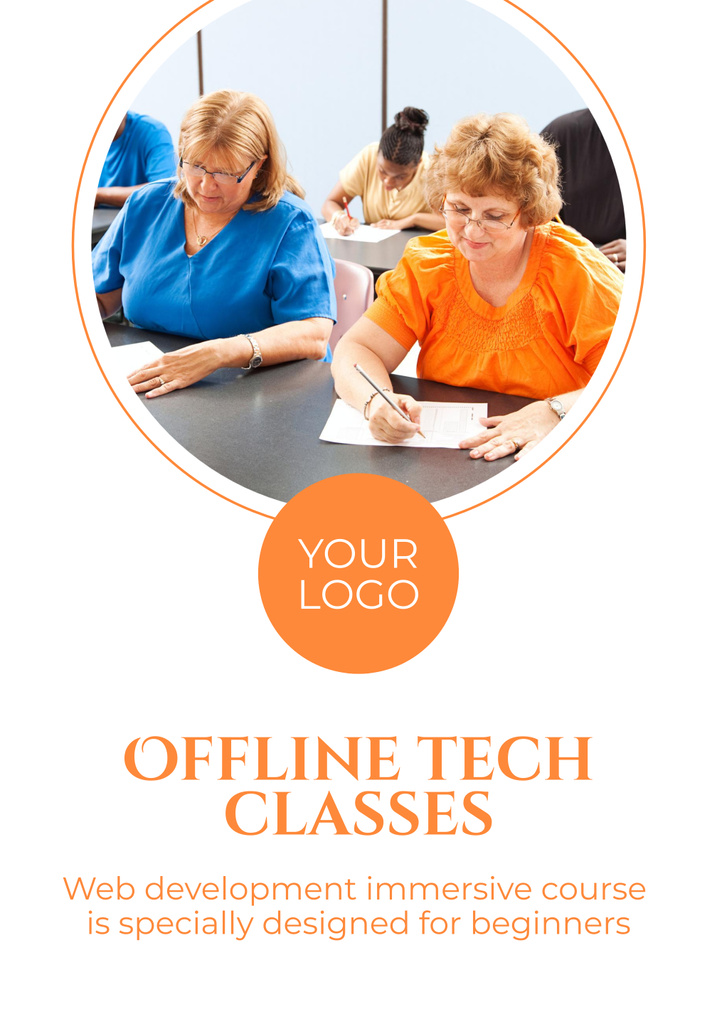 Announcement of Technical Courses with Middle-Aged Women Poster 28x40in Design Template