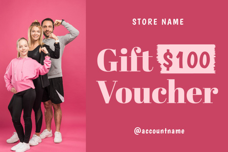 Designvorlage Sportswear Store Rabattgutschein Pink für Gift Certificate