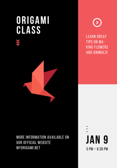 Origami Classes on Black Poster 28x40in – шаблон для дизайну