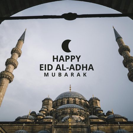 Beautiful Ramadan Greeting with Mosque Instagram Tasarım Şablonu