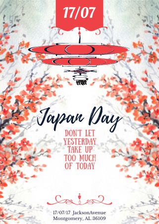 Japan day announcement with Sakura Invitation Tasarım Şablonu