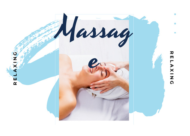 Designvorlage Relaxing Facial Massage Promotion In White für Postcard 5x7in
