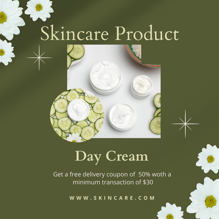 Day Cream for Skincare with Chamomile Instagram Design Template