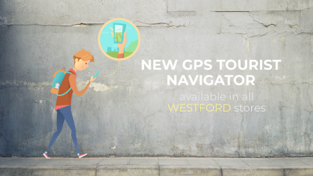 Ontwerpsjabloon van Full HD video van Navigation App Ad Man Using Map on Phone