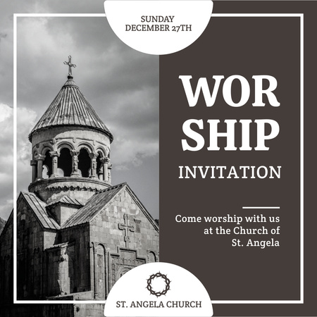 Worship Announcement with Beautiful Church Instagram Design Template