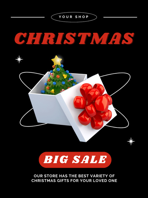 Christmas Promotion Sale with Present Box Poster US Design Template