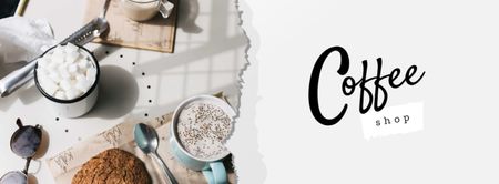Cup of Coffee and Cookie for Breakfast Facebook cover Design Template