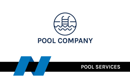 Emblem of Pool Installation Company Business Card 85x55mm Design Template