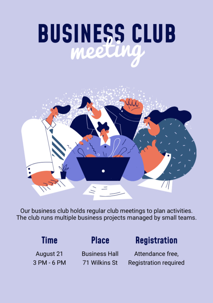 Business Club Meeting Announcement Flyer A5デザインテンプレート