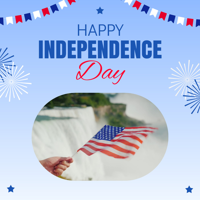Designvorlage Bright Congratulations on Independence Day of America für Animated Post