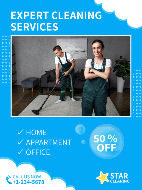 Expert Cleaning Service For Home And Office Sale Offer Poster 36x48in Design Template