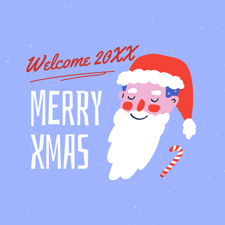 Modèle de visuel Joyeuses fêtes de Noël Félicitations avec le Père Noël en bleu - Instagram