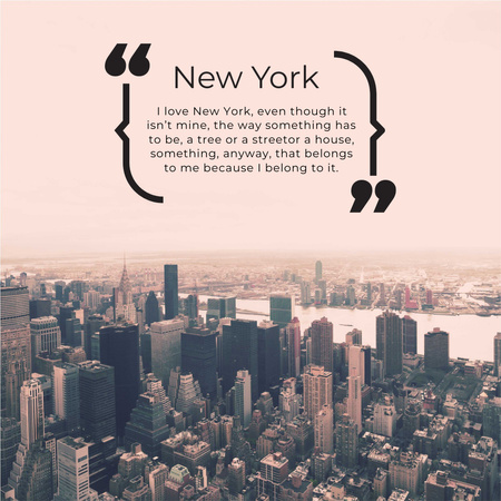 New York Inspirational Quote on City View Instagram AD tervezősablon
