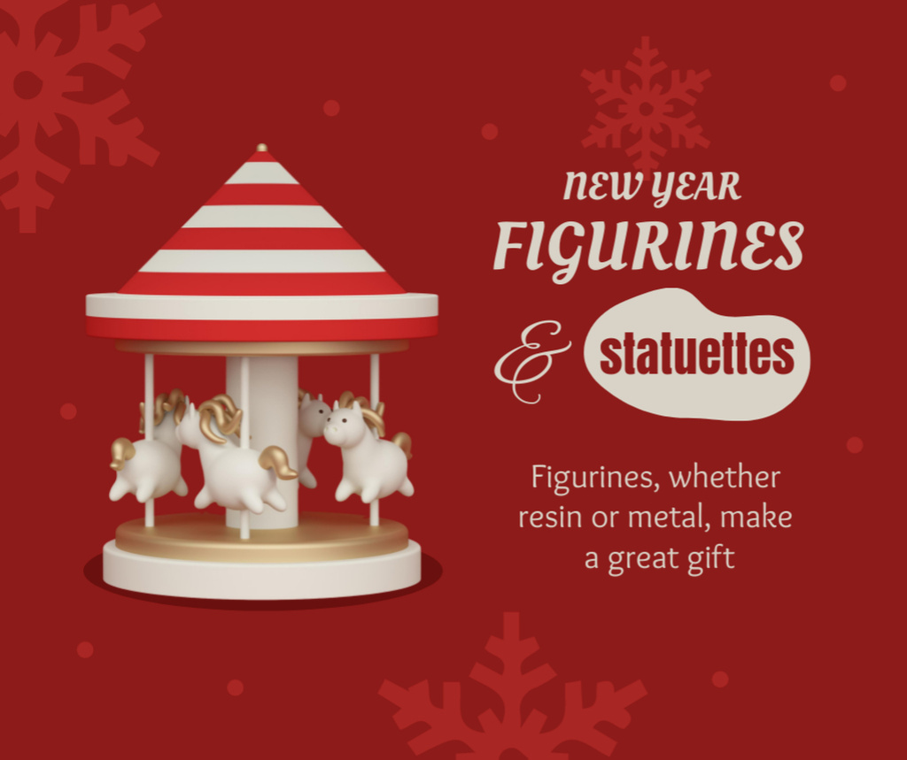 New Year Offer of Cute Carousel Statuette Facebook tervezősablon