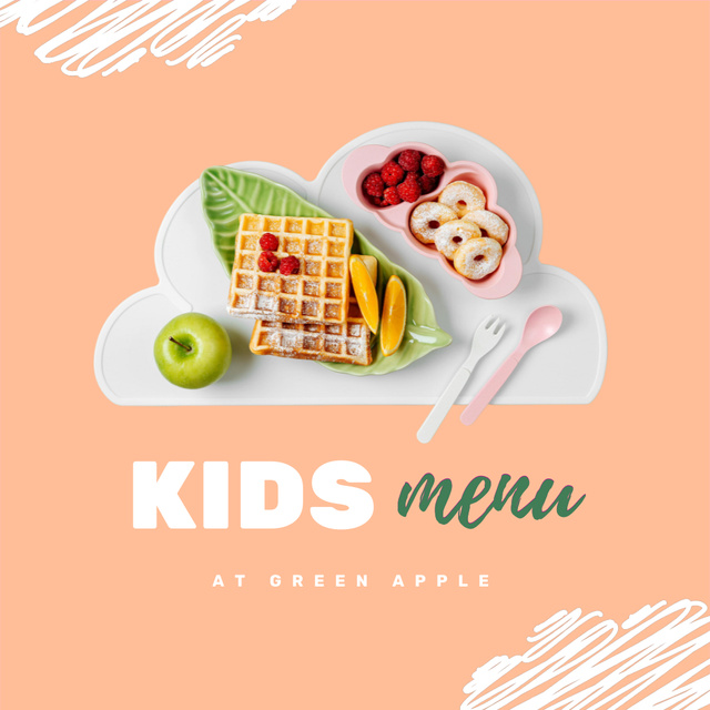 Ontwerpsjabloon van Animated Post van Meal Set For Kids Offer with Food on Cute Plates