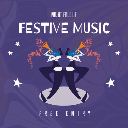 Festive Music Night With Free Entry And Musicians Instagram Design Template