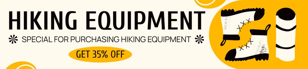 Ad of Hiking Equipment with Shoes and Caremat Ebay Store Billboard Modelo de Design