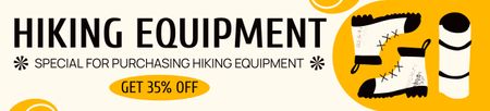 Designvorlage Anzeige von Wanderausrüstung mit Schuhen und Pflegematte für Ebay Store Billboard
