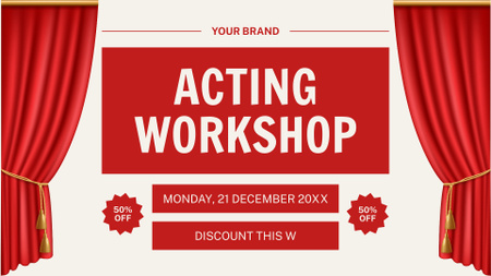 Discount on Acting Workshop on Red FB event cover Design Template