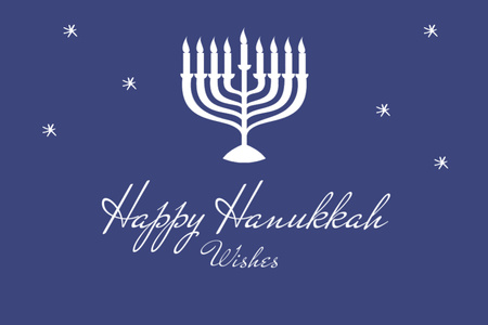 Hanukkah Holiday Greeting With Illustration of Stars And Menorah Postcard 4x6in Design Template