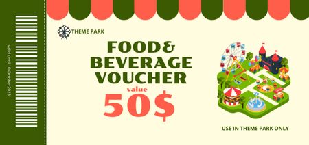 Food and Drink Voucher for Amusement Park Coupon Din Large Modelo de Design