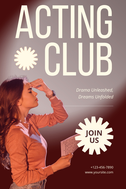 Young Actress at Rehearsal at Actors Club Pinterest Design Template