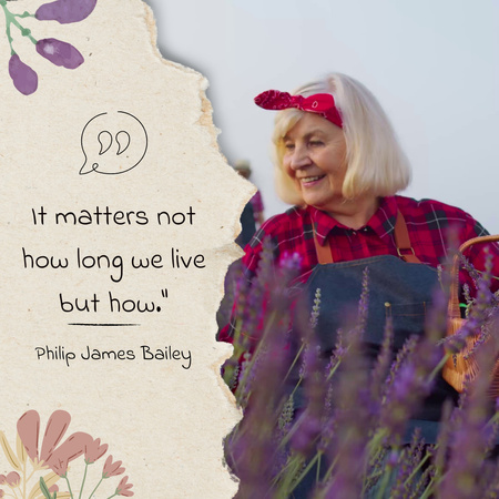 Designvorlage Age-friendly And Inspirational Quote With Lavender für Animated Post