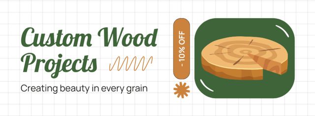 Plantilla de diseño de Custom Wood Projects Ad with Offer of Discount Facebook cover 
