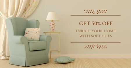 Furniture Sale with Armchair in cozy room Facebook AD Modelo de Design