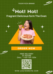 Promotional Offer of Delicious Pizza on Green